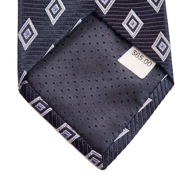 Zianetti Italian Silk Collection Tie Blue Silver Geometric 100% Silk - Picture 4 of 7